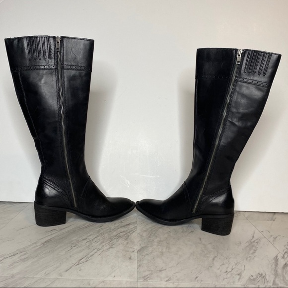 Born Poly Black Leather Tall Riding Boot 6.5M - Picture 5 of 14